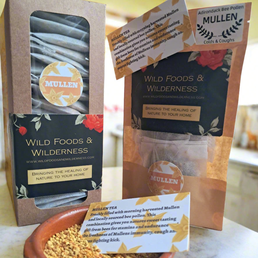 Fight coughs and colds and flu! Wild foraged Mullen leaf with added Bee Pollen For Stamina!